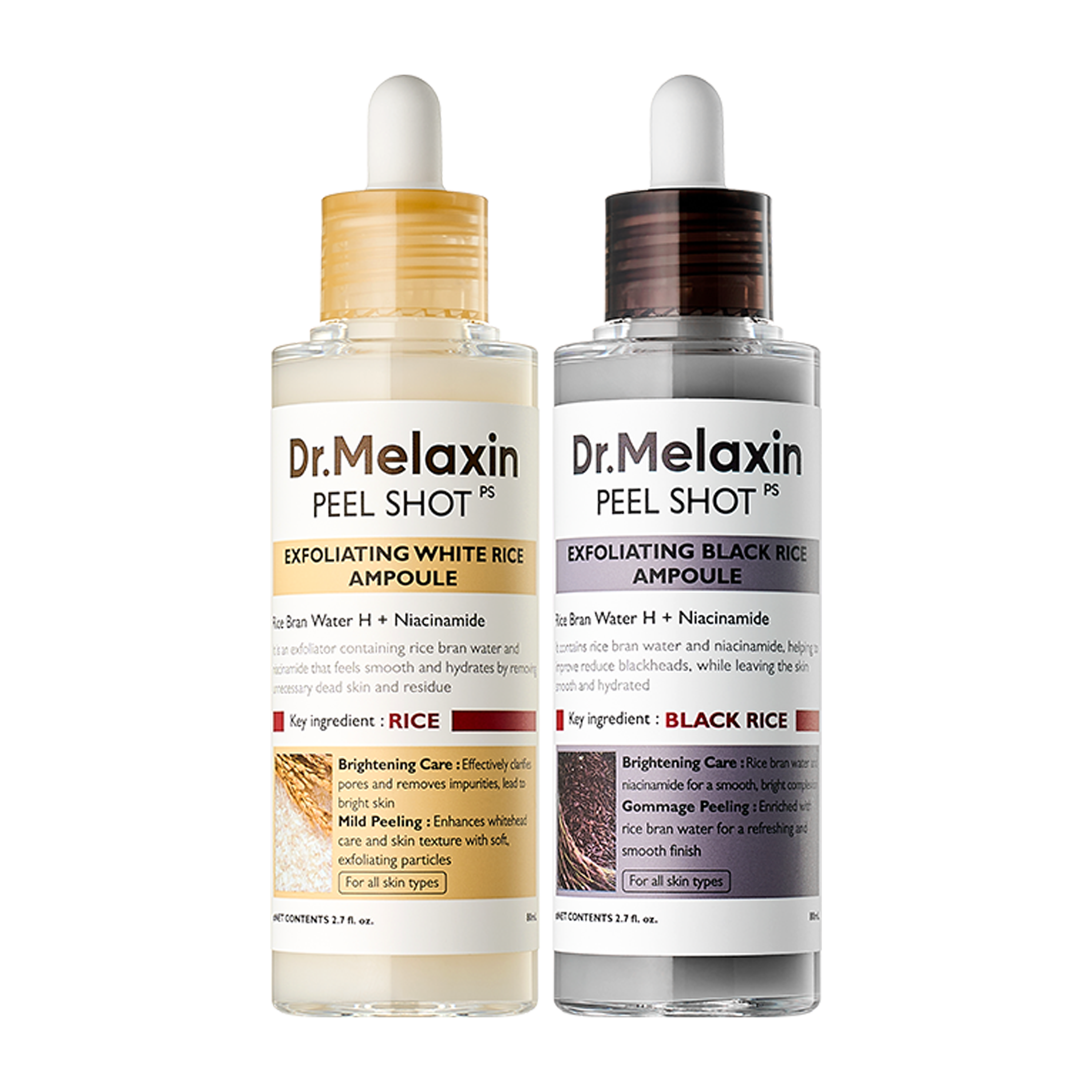 Dr.Melaxin Peel Shot Exfoliating White & Black Rice Ampole
